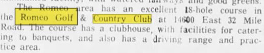Romeo Golf & Country Club - Apr 1969 Article (newer photo)